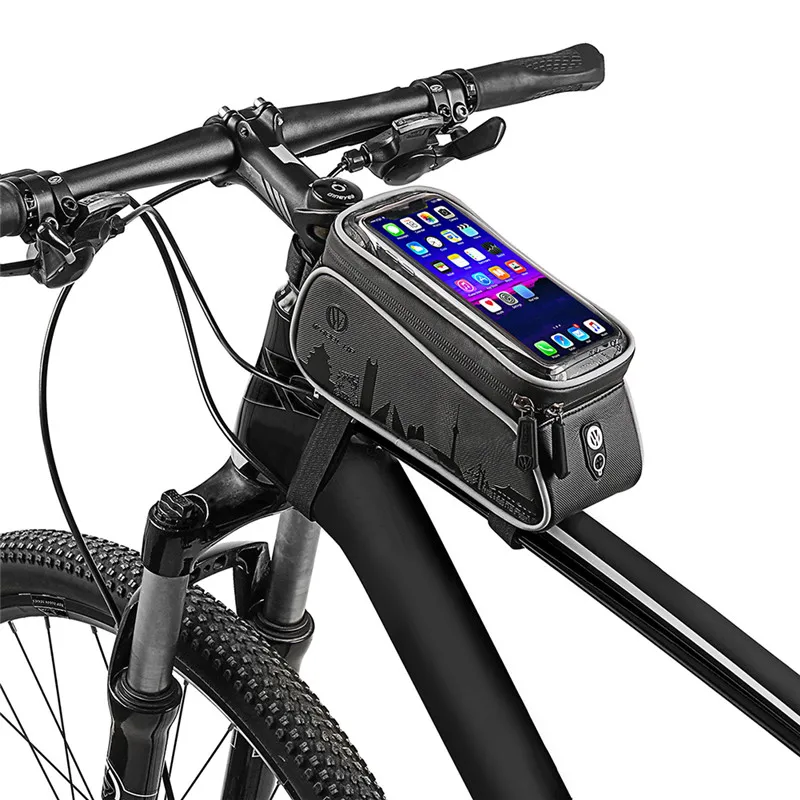 1 шт. сумка для горного велосипеда непромокаемая Водонепроницаемая Mtb Передняя сумка 6 дюймов мобильный чехол для телефона велосипедная верхняя труба сумка велосипедные аксессуары