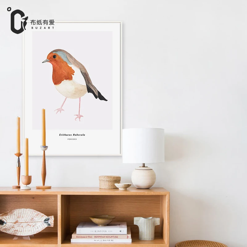 Buzart lovely birds pattern canvas paintings for Nordic poster home wall art decoration No Frame | Дом и сад