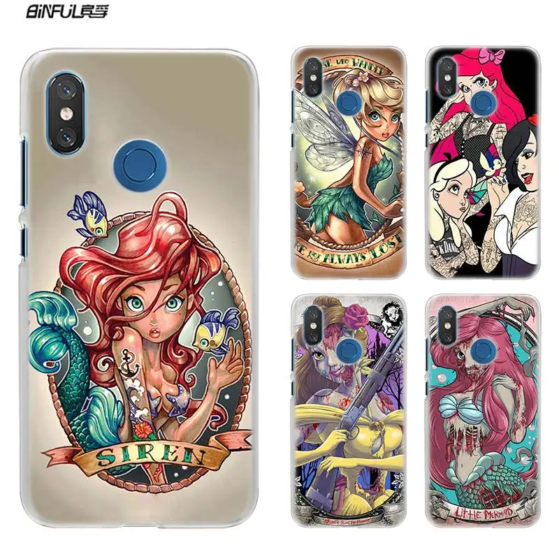 Чехол для Xiao mi Red mi Note 7 Go 6 6A Pro S2 5 Plus 4X mi Play 8 lite A2 A1 Прозрачный жесткий чехол для принцессы Ариэль Русалочка