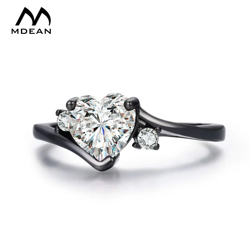 MDEAN Черное золото Цвет Свадебные Кольца для женщин Bijoux кольцо ясно ювелирные