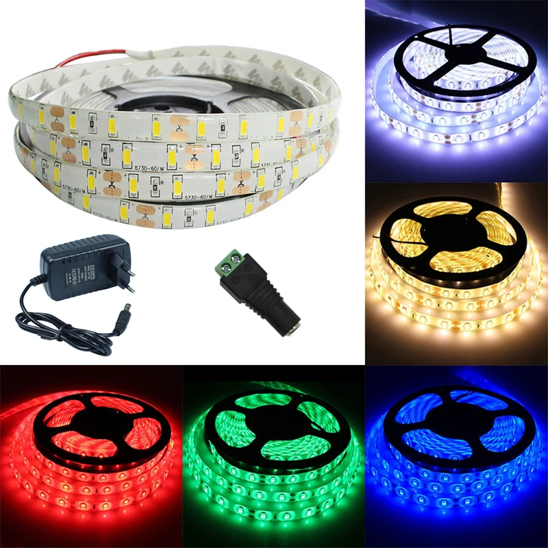 

Free shipping 5630 led strip light waterproof IP65 5M/roll 60leds/m 1300LM high brightness for decorative lighting+power adapter
