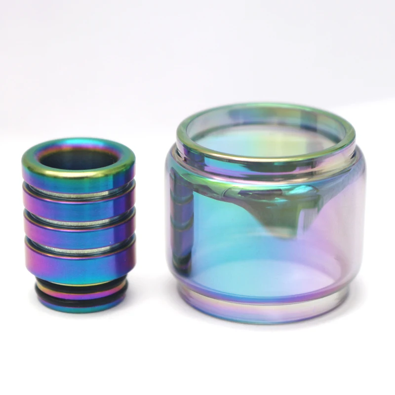 

1Set Replacement Bubble Fat Glass Tube With 810 SS Glass Drip Tip For TFV12 Prince 8ML Rainbow Clear Color