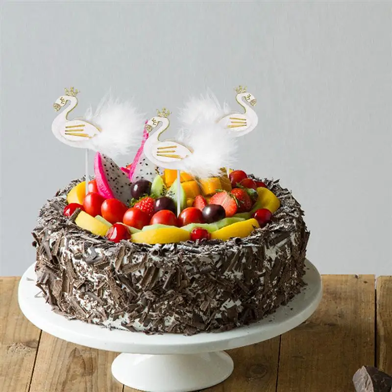 10 шт. Белый лебедь торта Топпер декоративные кекс выбирает десерт украшения