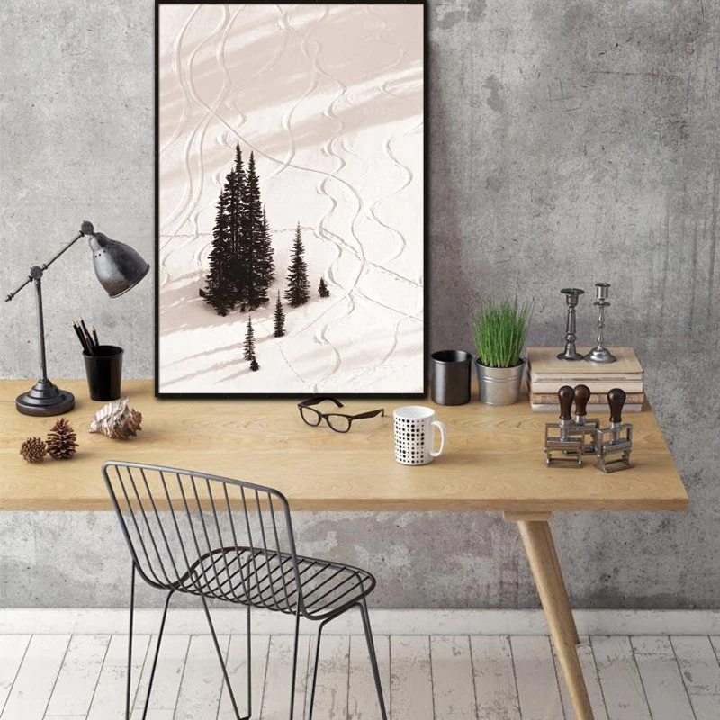 Скандинавская Картина на холсте изображение снежного дерева естественный
