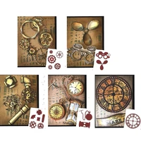 gears water pipe pocket watch hourglass clock sets metal cutting dies for diy scrarpbooking embossing paper cards craft new 2019