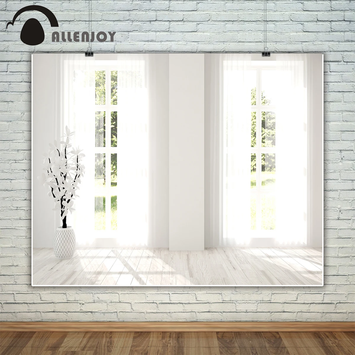 Фон Allenjoy для студийной фотосъемки с белыми пустыми окнами в помещении свадебный