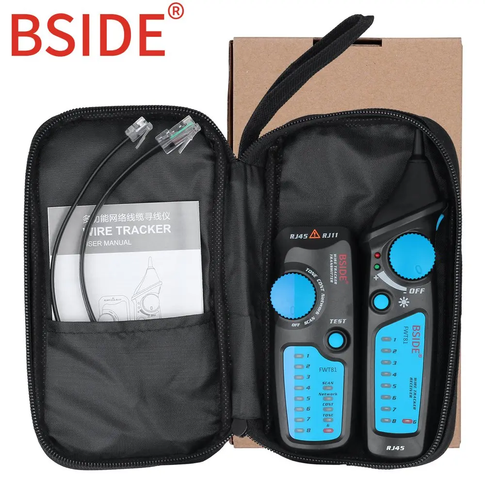 

Multi-functional Handheld BSIDE FWT81 Cable Tracker RJ45 RJ11 Telephone Wire Network LAN TV Electric Line Finder Tester