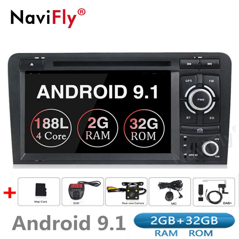 Новинка! 2din 2+ 32G Android 9,1 автомобильный dvd-плеер gps навигация для Audi A3 S3 2003-2013 мультимедийный плеер радио FM wifi BT RDS CAN шина