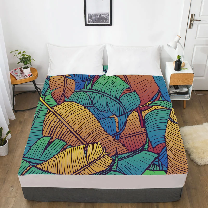 3D HD Digital Print Custom Bed Sheet With Elastic,Fitted Sheet Twin/Full/Queen/King,Nordic Flower cactus Mattress Cover 160x200