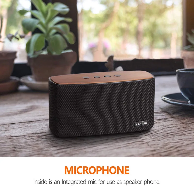 COMISO 30 Вт Bluetooth динамик s с супер басами, бамбуковый деревянный домашний динамик, встроенный микрофон Home66 ft Bluetooth диапазон