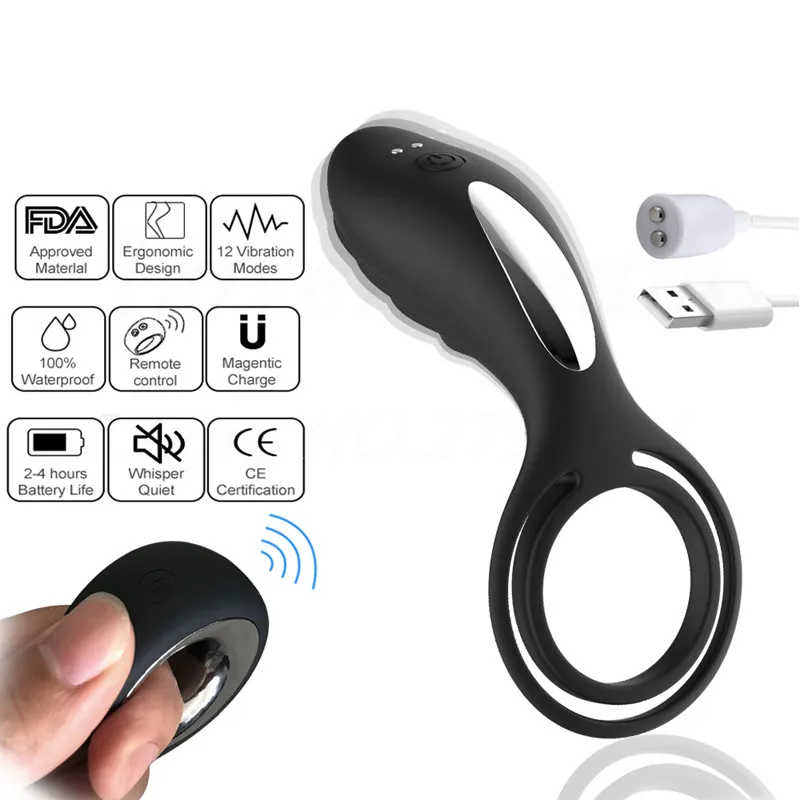 USB зарядка пульт дистанционного управления 12 Скоростей петух кольцо вибратор