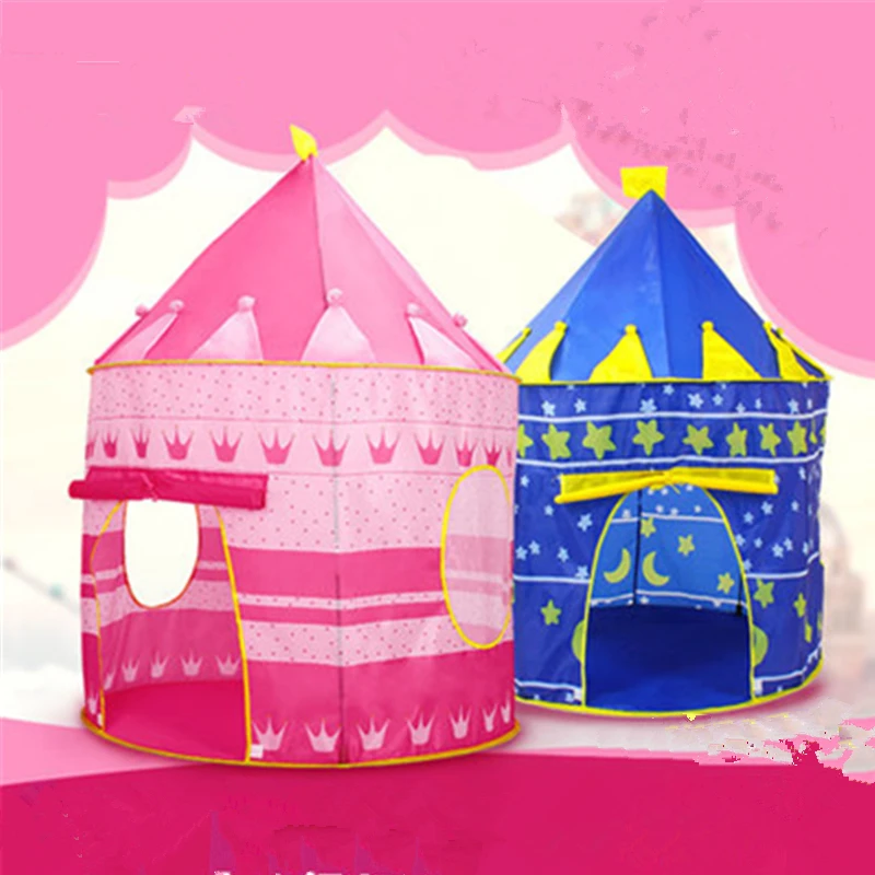 Складная палатка голубого и розового цвета в виде замка для мальчиков | Игрушки