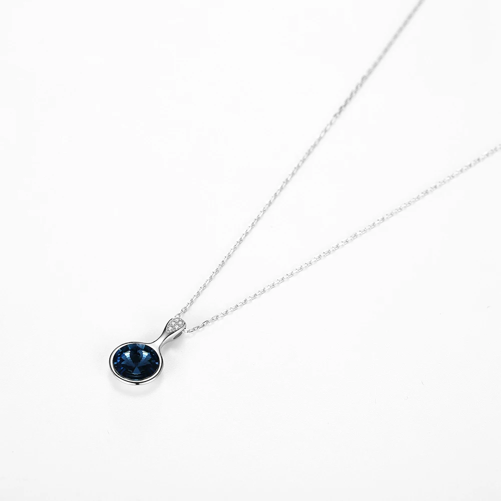 Ожерелье LEKANI с кристаллами Swarovski 925 пробы Серебряное модное классическое круглое ожерелье с подвеской хорошее ювелирное изделие для женщин