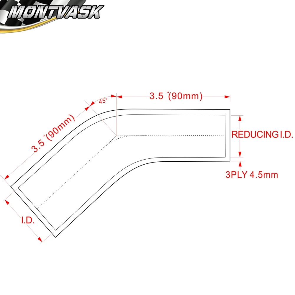 Бесплатная доставка Силиконовые ШЛАНГИ 45 градусов Редуктор Локти шланг 80 мм 76 3 1/8