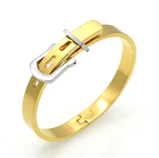 Черный/золотой/розовое золото Ремень из нержавеющей стали с пряжкой браслет