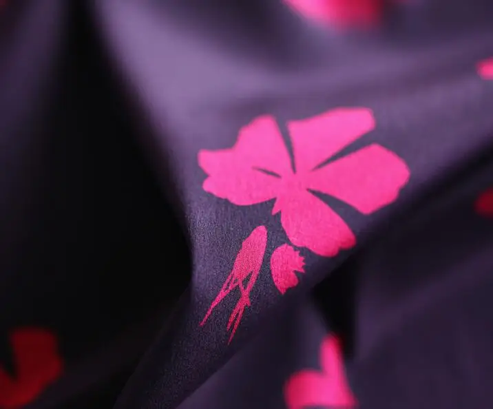 Оптовая Продажа Deep Blue Вышивка Тюль шелковой парчи ткань платья принт атласная