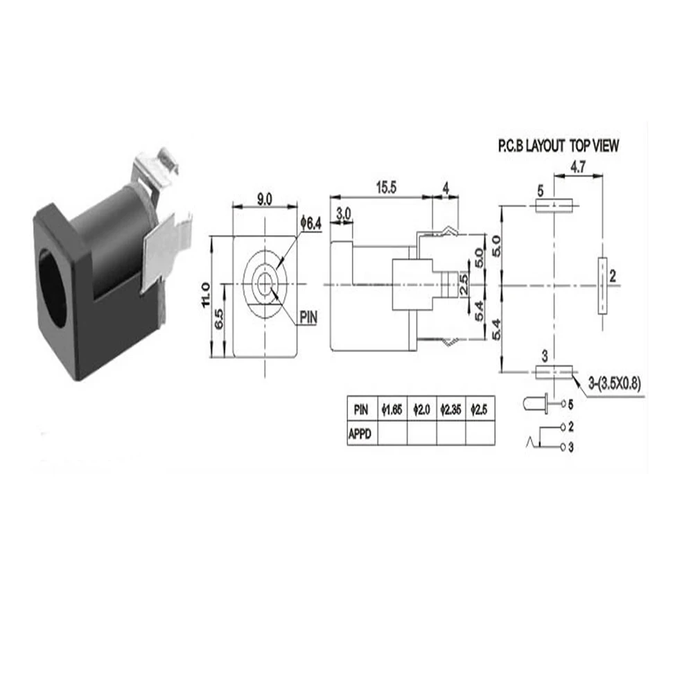 10 шт. DC разъем питания 013 PIN = 2 0 4Pin SMD 5 5*2 мм Dc DC013 5x2 мм|Соединители| |
