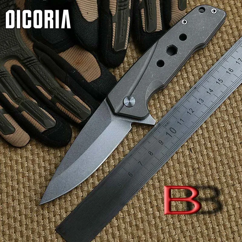 DICORIA Rock складной нож с титановой ручкой S35VN лезвие Флиппер шариковый подшипник тактические охотничьи походные ножи для выживания EDC инструменты - Цвет: B