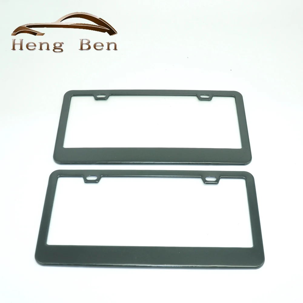 

HB 2pcs Universal USA License Plate Frame Stainless Steel Black Durable Rust Protection for Vehicles