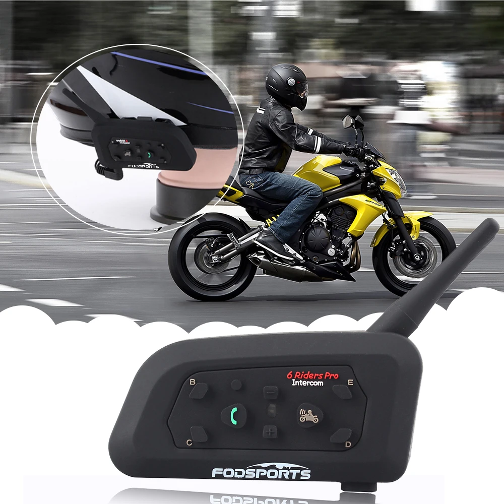 Fodsports 2 шт. V6 Pro мотоциклетный шлем bluetooth гарнитура домофон 6 всадников мото Водонепроницаемый BT переговорные для полного лица шлем