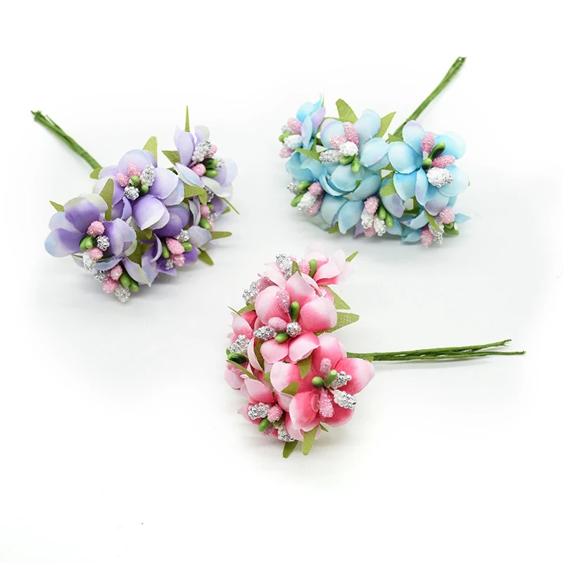 Artificial flowers fake Cherry blossoms for home wedding decoration accessories stamen diy gifts christmas garland silk flower | Дом и сад