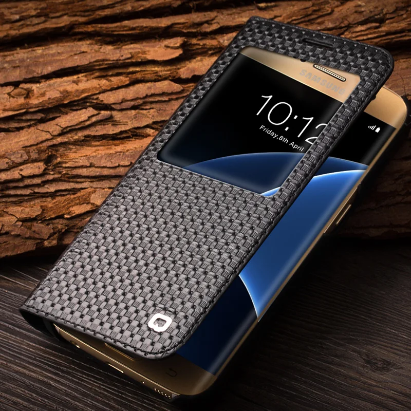 QIALINO модные узор чехол для телефона из натуральной кожи samsung Galaxy S7 &amp края ручной