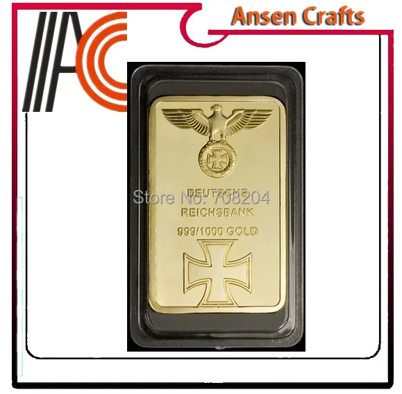 Hot Sales of Free Shipping 10pcs/lot Germany Deutsche Metal Gold Bullion Bar with 24K gold plaing |