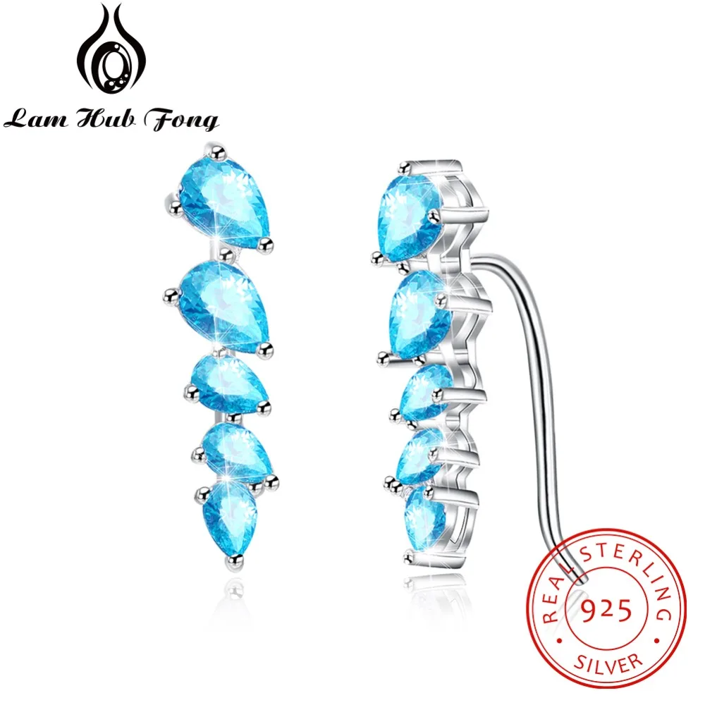 Купи Brand New Real Pure 925 Sterling Silver Sparkling Cubic Zirconia Earrings For Women Stud Earrings Clear CZ Jewelry (Lam Hub Fong) за 599 рублей в магазине AliExpress