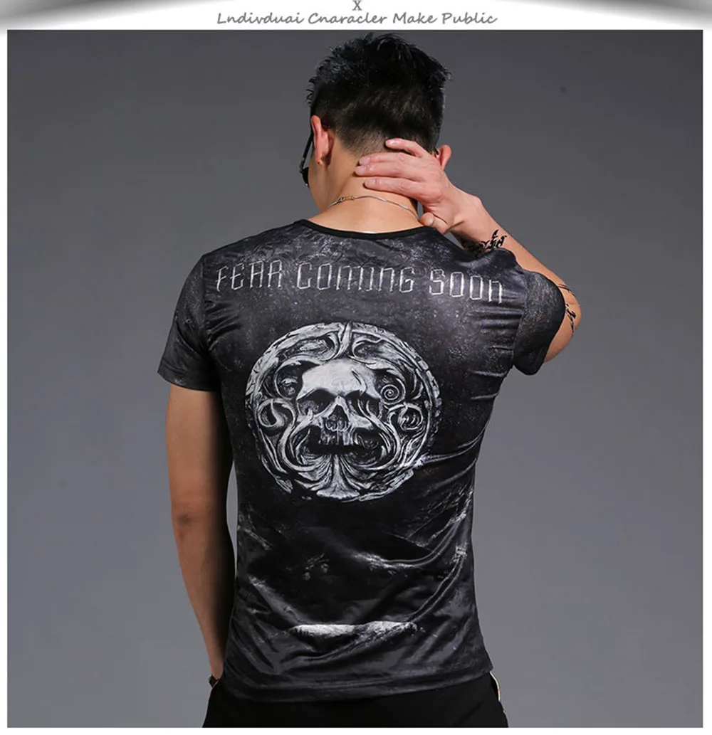 Мужская футболка с круглым вырезом и коротким рукавом Повседневная черепом