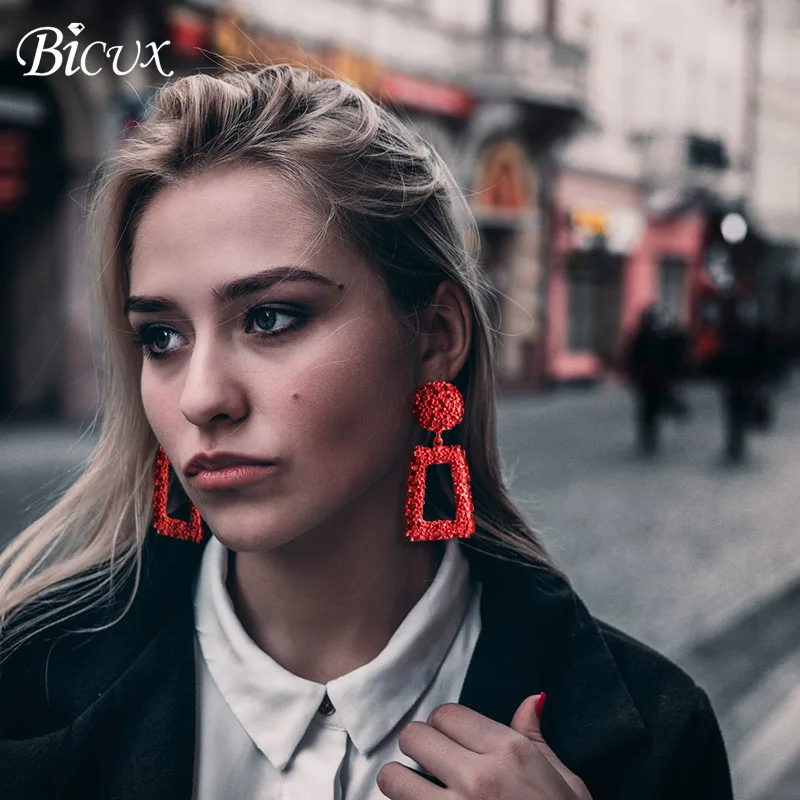 Женские массивные серьги подвески BICUX винтажные длинные золотого и серебряного