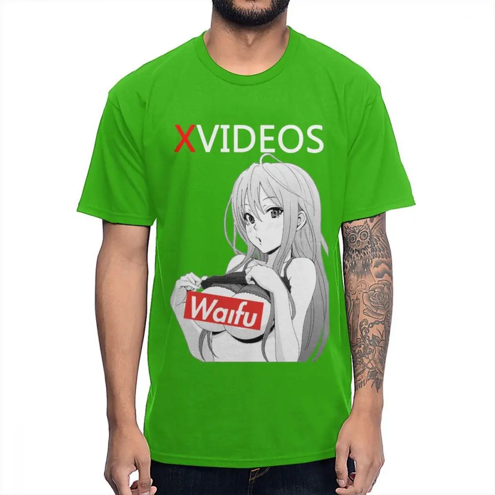 Зеленый Новое поступление, XVideo, Сексуальная футболка с аниме Ahegao Waifu, хлопок, Круглый ворот, футболка большого размера - Цвет: Зеленый