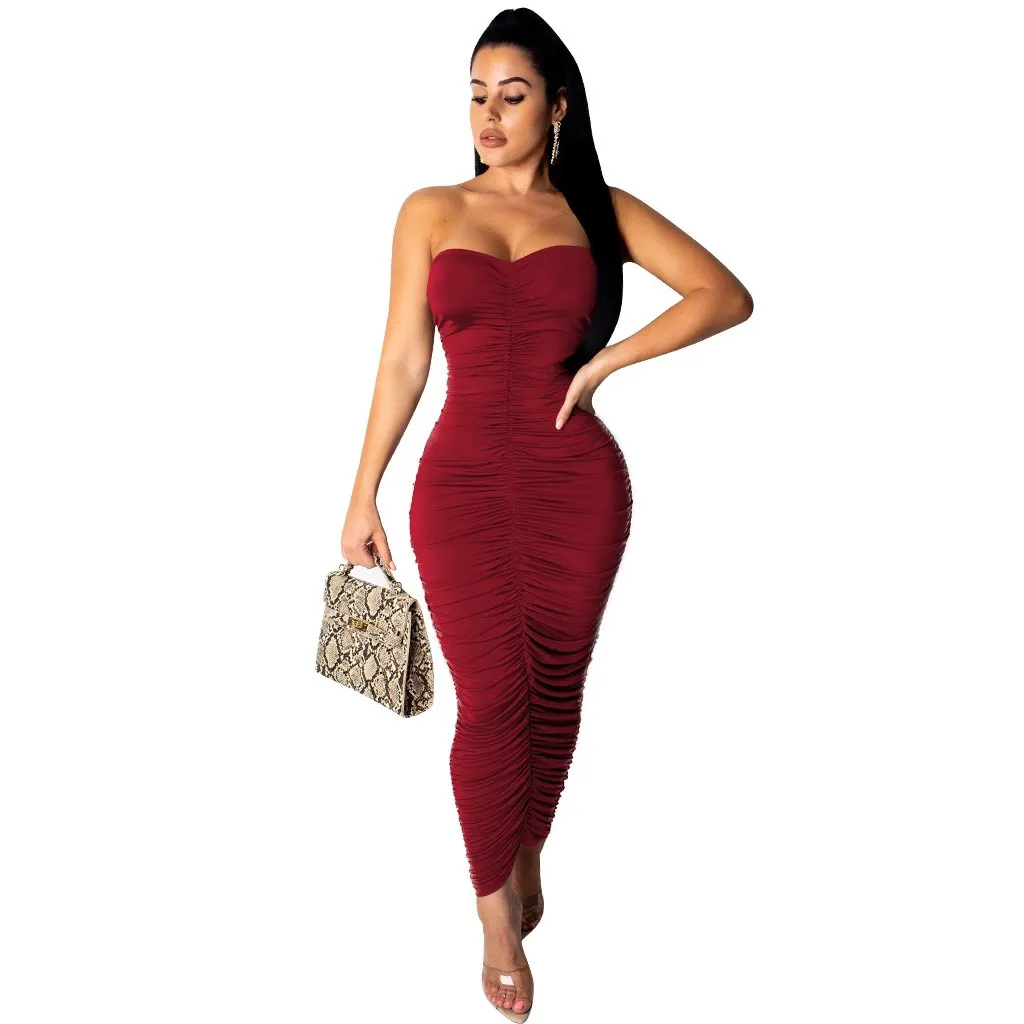 Летнее Плиссированное облегающее сексуальное Бандажное платье повседневное
