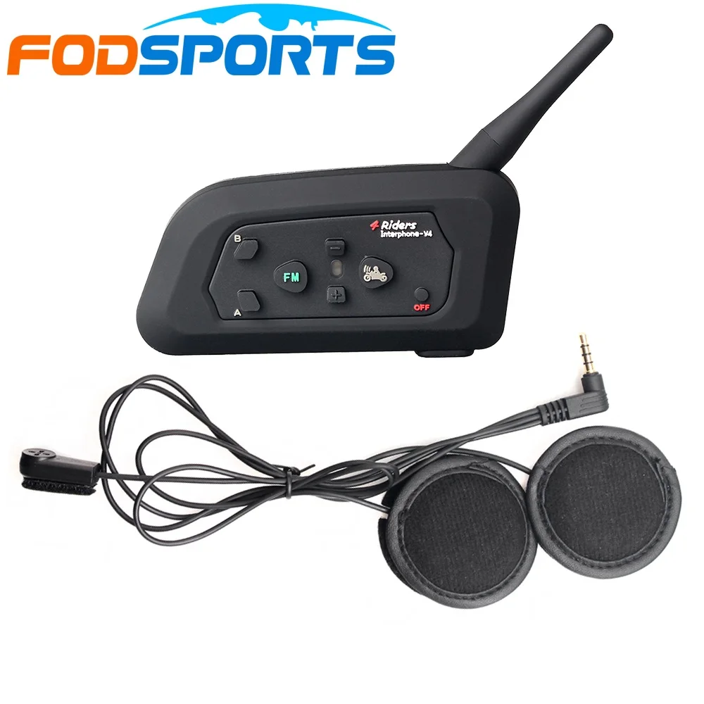 1 шт. Fodsports V4 Интерком moto rcycle bluetooth шлем 4 мотоциклиста говорящие мото гарнитуры