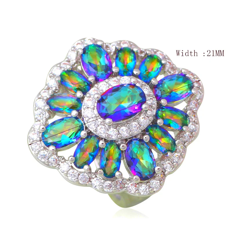 Летние кольца для женщин Цвет цирконий серебряный штамп юбилей модные ювелирные