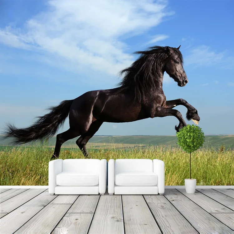 3D-обои с изображением прерии темной лошади настенная роспись природным пейзажем