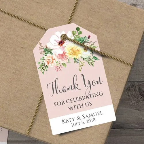 100 штук деревенские Цветочные Персонализированные Свадебные бирки с отверстием