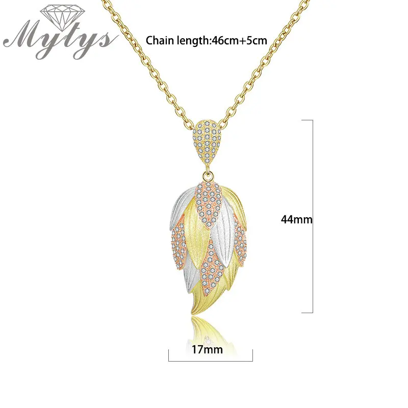 Mytys A/W модное ожерелье в форме цветка листа три тона золотые ювелирные изделия