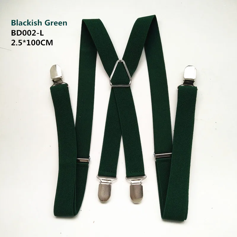 Blackish Green-100cm 120 см длина сплошной цвет взрослые мужские подтяжки 2,5 см регулируемый эластичный ремень X-Back подтяжки для женщин рубашки остается BD002 - Цвет: Blackish Green-100cm
