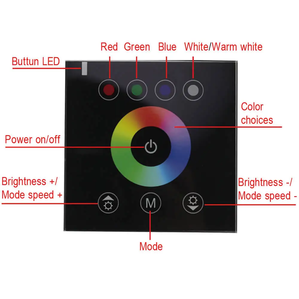 DIY 2,4 г беспроводной настенный сенсорный панель smart led RGB контроллер вход AC90-260V для RGB Светодиодные полосы 2-pack