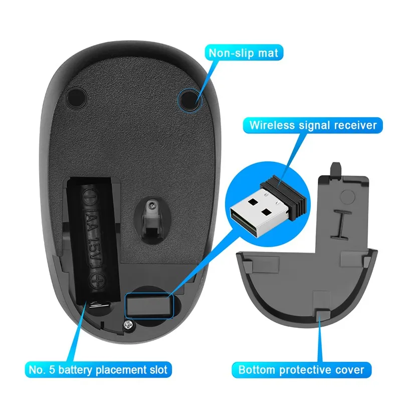 Беспроводная Bluetooth мышь 1600 dpi оптическая эргономичная игровая 6 кнопок BT