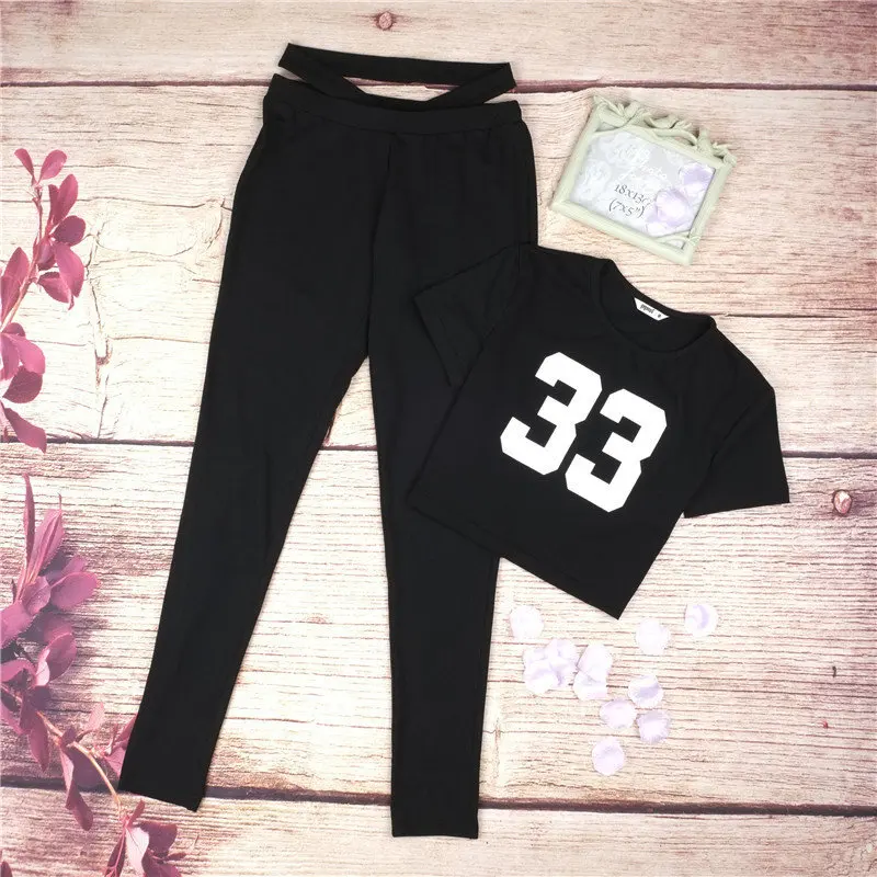 Женский комплект 2 шт. модные спортивные цифровые принты Повседневное футболка с