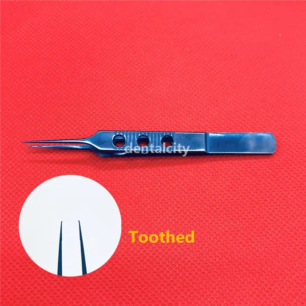 Straight Toothed Офтальмологический пинцет с плоской ручкой титановый сплав ласточкин прямой/изогнутая головка щипцы офтальмологический инструмент 11 см - Цвет: Straight Toothed