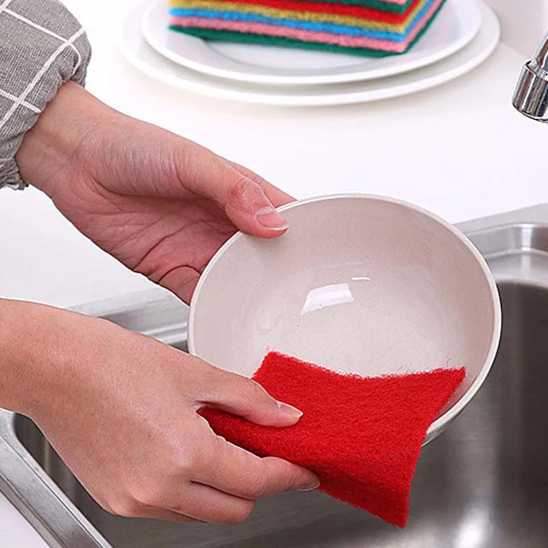 New Clean 10pcs Kitchen Home Scouring Scour Scrub Cleaning Pads Random Color Strong Decontamination Dish Towels
