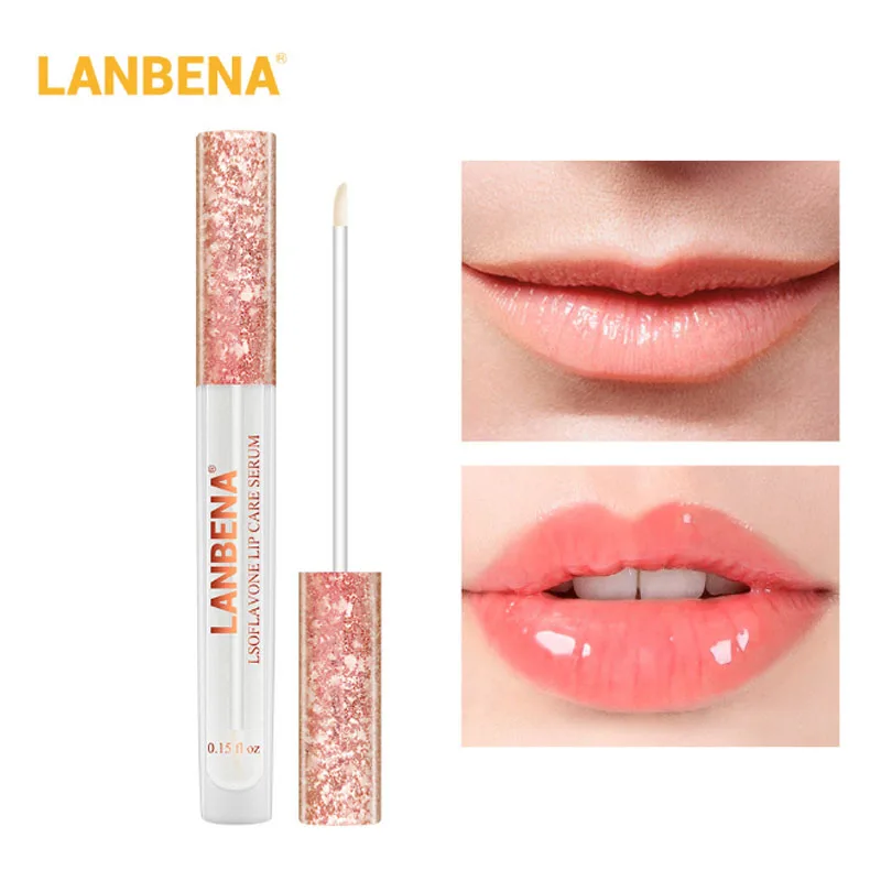 LANBENA Lsoflavone Сыворотка для ухода за губами Блеск для губ маска для увеличения эластичности губ уменьшить тонкие линии Восстанавливающая увлажняющая красота