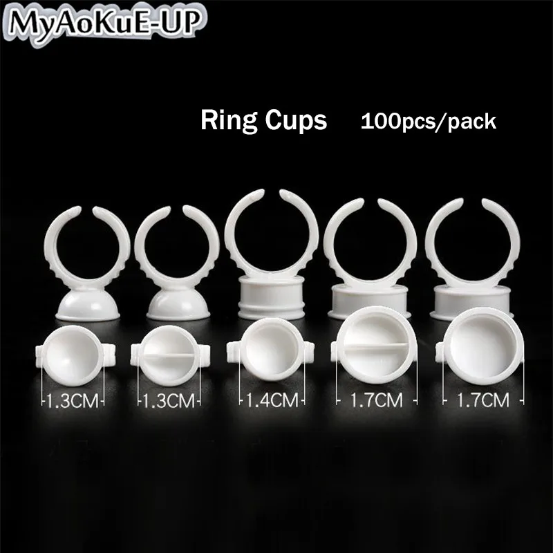 Disposable Glue Ring Cups Pigment Holder For Eyelashes Extension 100pcs Tattoo Adhesive Palette Container | Красота и здоровье