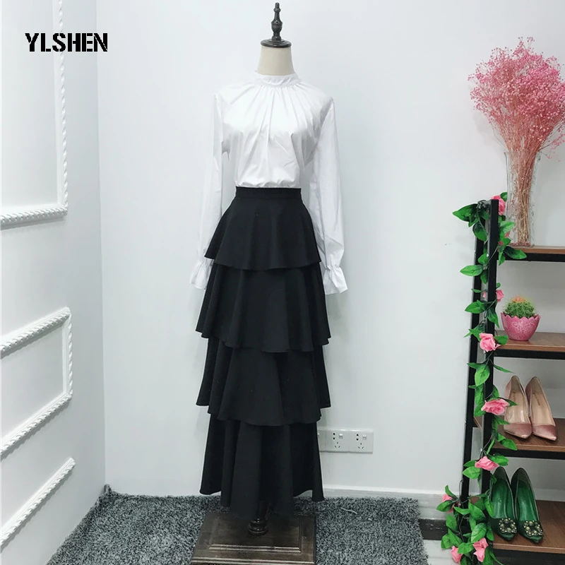 Юбки с оборками пастельные Faldas Mujer Moda 2019 длинная Турецкая юбка макси высокой