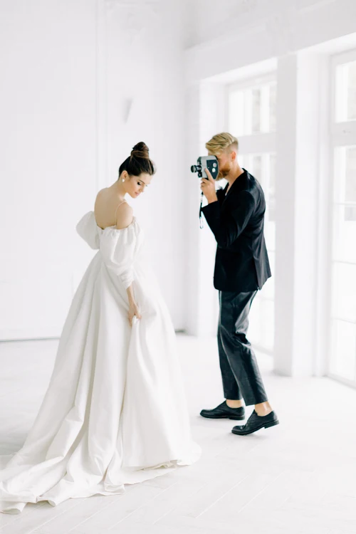 Простое свадебное платье элегантное и удобное с пышными рукавами DW098|Свадебные