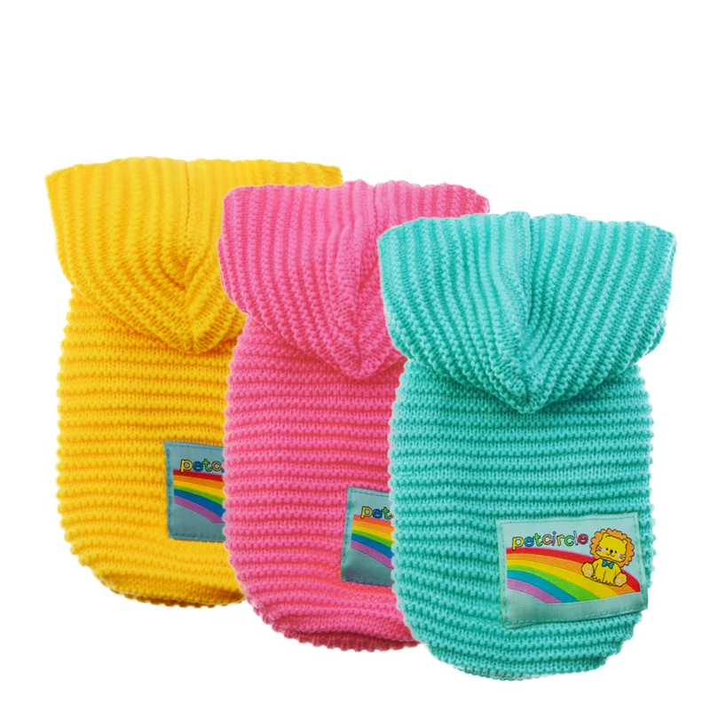 Вязаный маленький собачий свитер одежда Зимний Теплый Pet худи с кошкой пальто