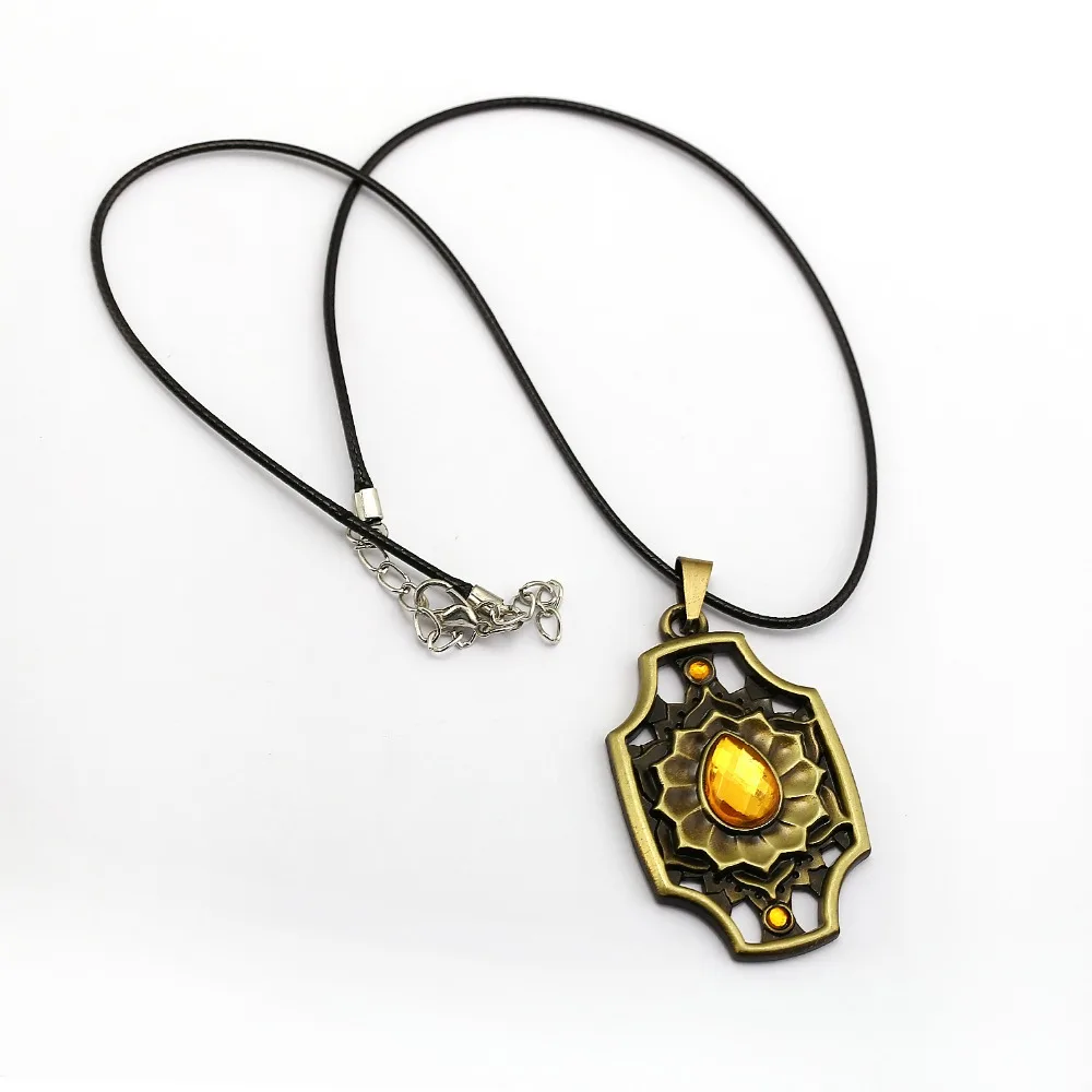 

Game Jewelry Dota 2 Necklace Ember Spirit Yellow Crystal Pendant Fashion Rope Chain Necklaces Women Men Charm Gifts