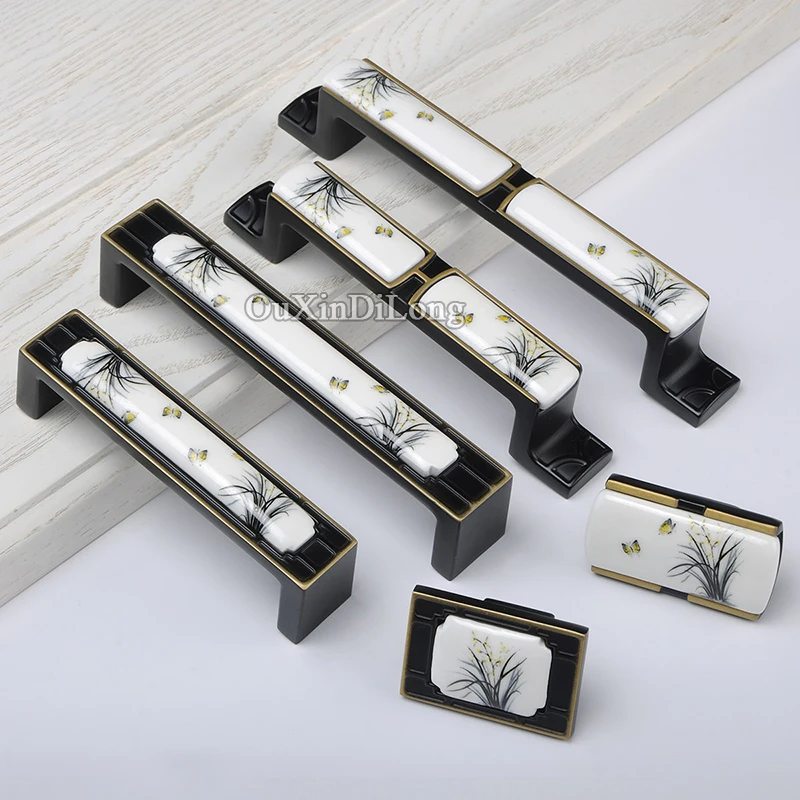 

Top Designed 10PCS European Ceramic Printing Kitchen Cabinet Door Handles Cupboard Wardrobe Drawer Cabinet Pulls Handles & Knobs